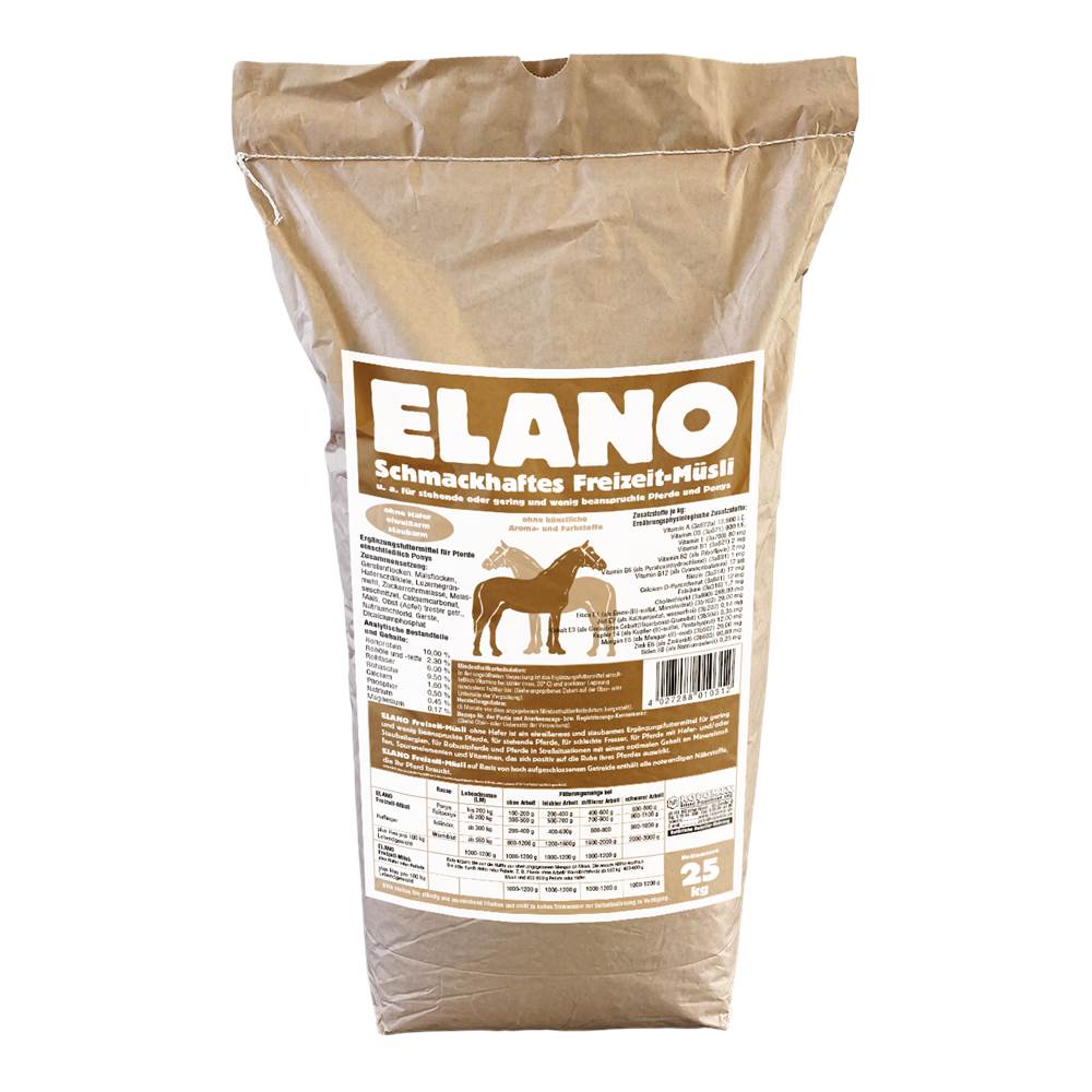 Elano Freizeit-Müsli E Eiweißarm ohne Hafer 25kg