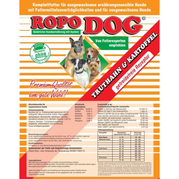 ROPODOG Truthahn + Kartoffel getreidefrei 15kg