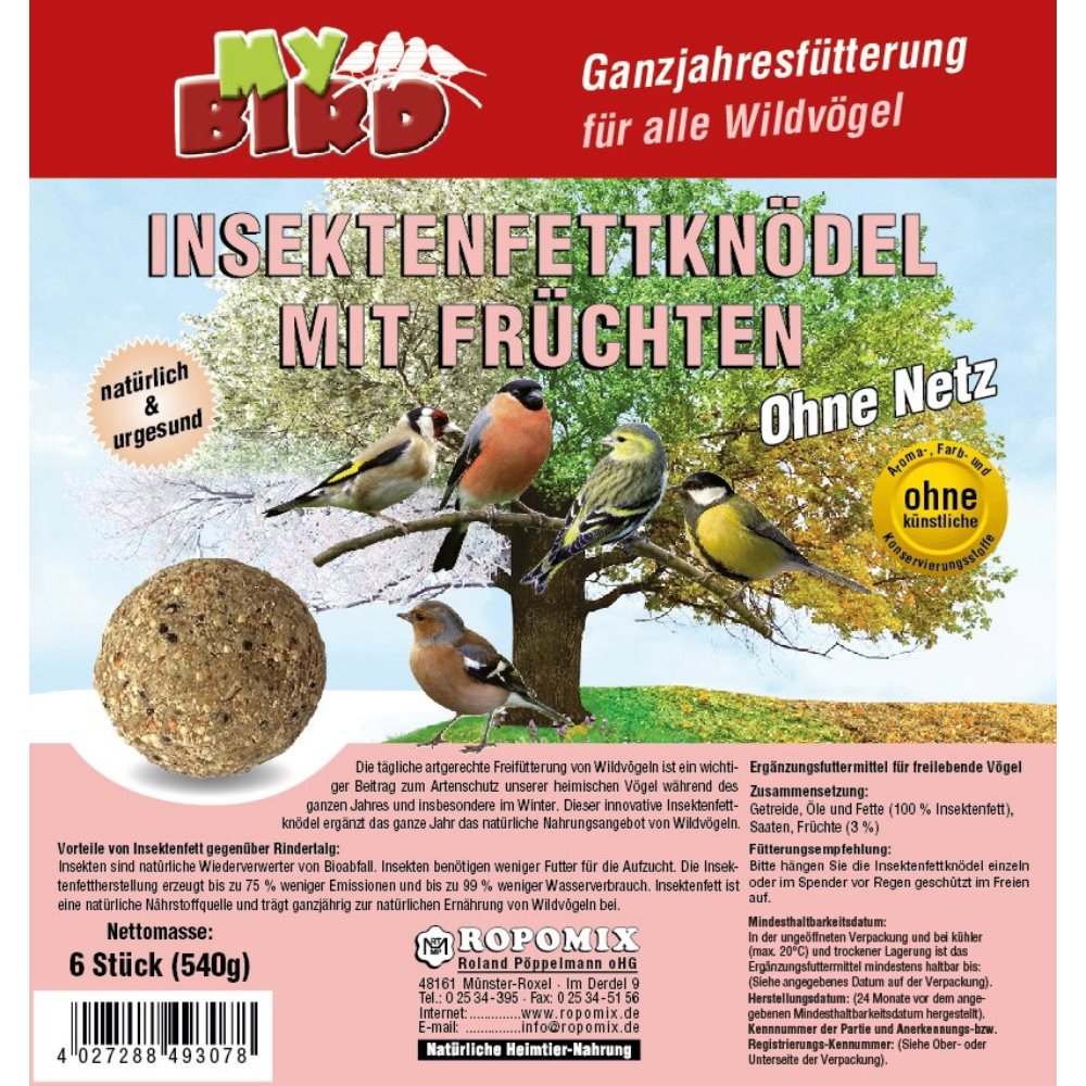 My Bird Insektenfettknödel Früchten ohne Netz 90g