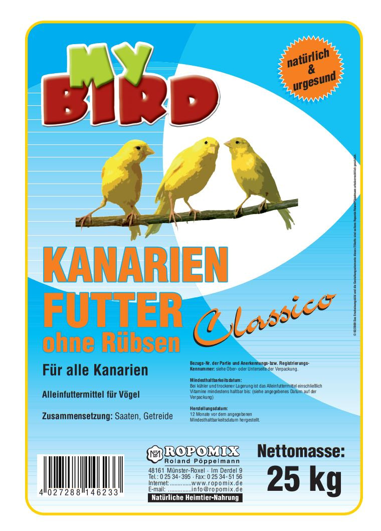 MyBird Classico Vogelnahrung Kanarienfutter ohne Rübsen 25kg