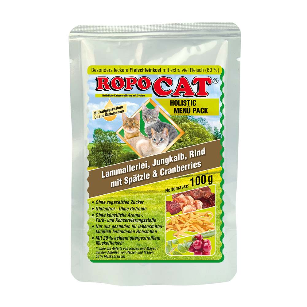 ROPOCAT Holistic Menü Pack Lammallerlei, Jungkalb, Rind mit Spätzle und Cranberries
