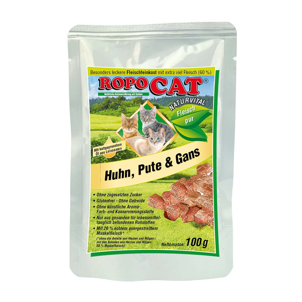 ROPOCAT Naturvital Fleisch pur Huhn, Pute & Gans