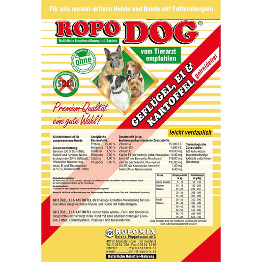 ROPODOG Geflügel, Ei+Kartoffel getreidefrei
