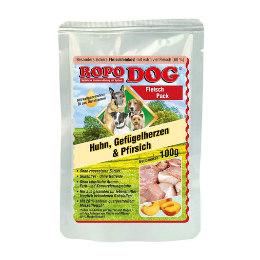 ROPODOG Holistic Fleisch Pack Huhn, Geflügelherzen & Pfirsich