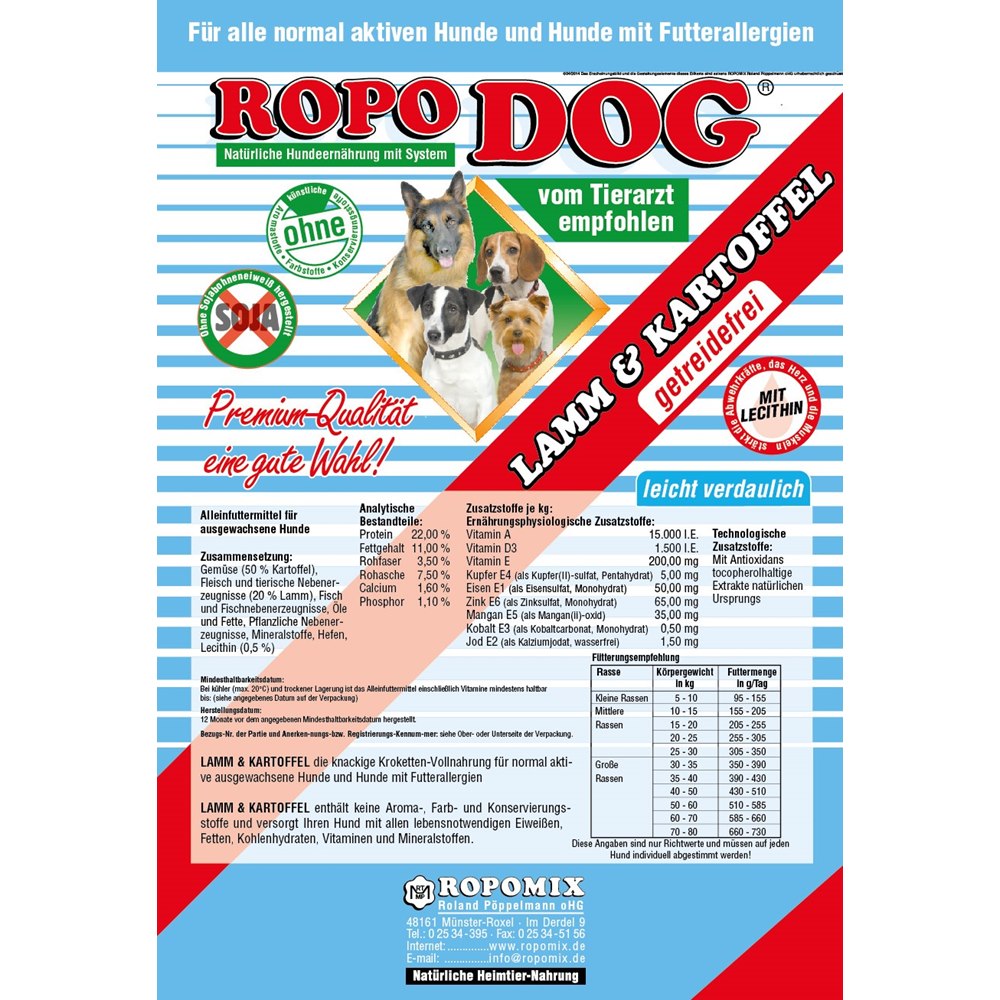 ROPODOG Lamm + Kartoffel getreidefrei